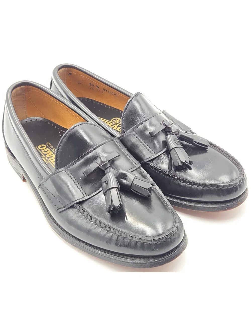 Vintage Sebago Handsewn USA Black Leather Tassel Loafers Men's Dress Shoes 9.5D